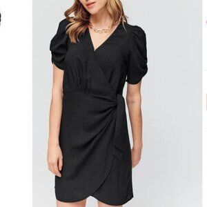 Marjorie Crossover Dress - Black, US Size 6